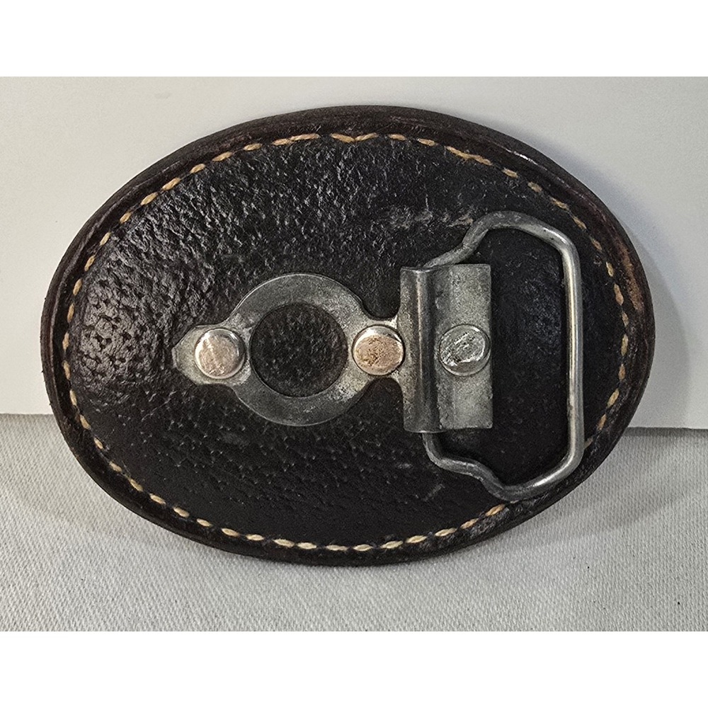 Leather Belt Buckle Stamped‎ Embossed Oval Shape Western - Picture 2 of 2